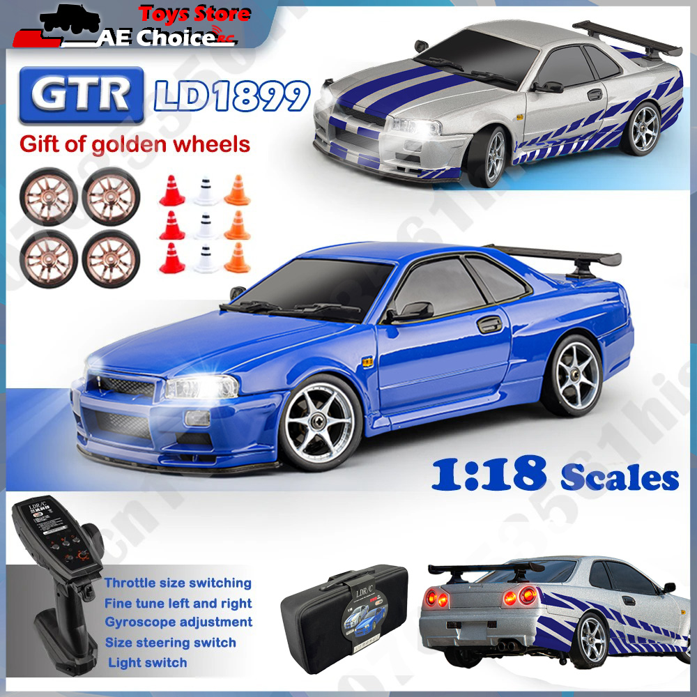 Gyroscope Rc Module - ジャイロスコープ付きrcドリフトカー,合金ハウジング付きレーシングカー,ラジコン,ldr,c,ld1899,1, 18,gtr,r34,2.4ghz,rtd
