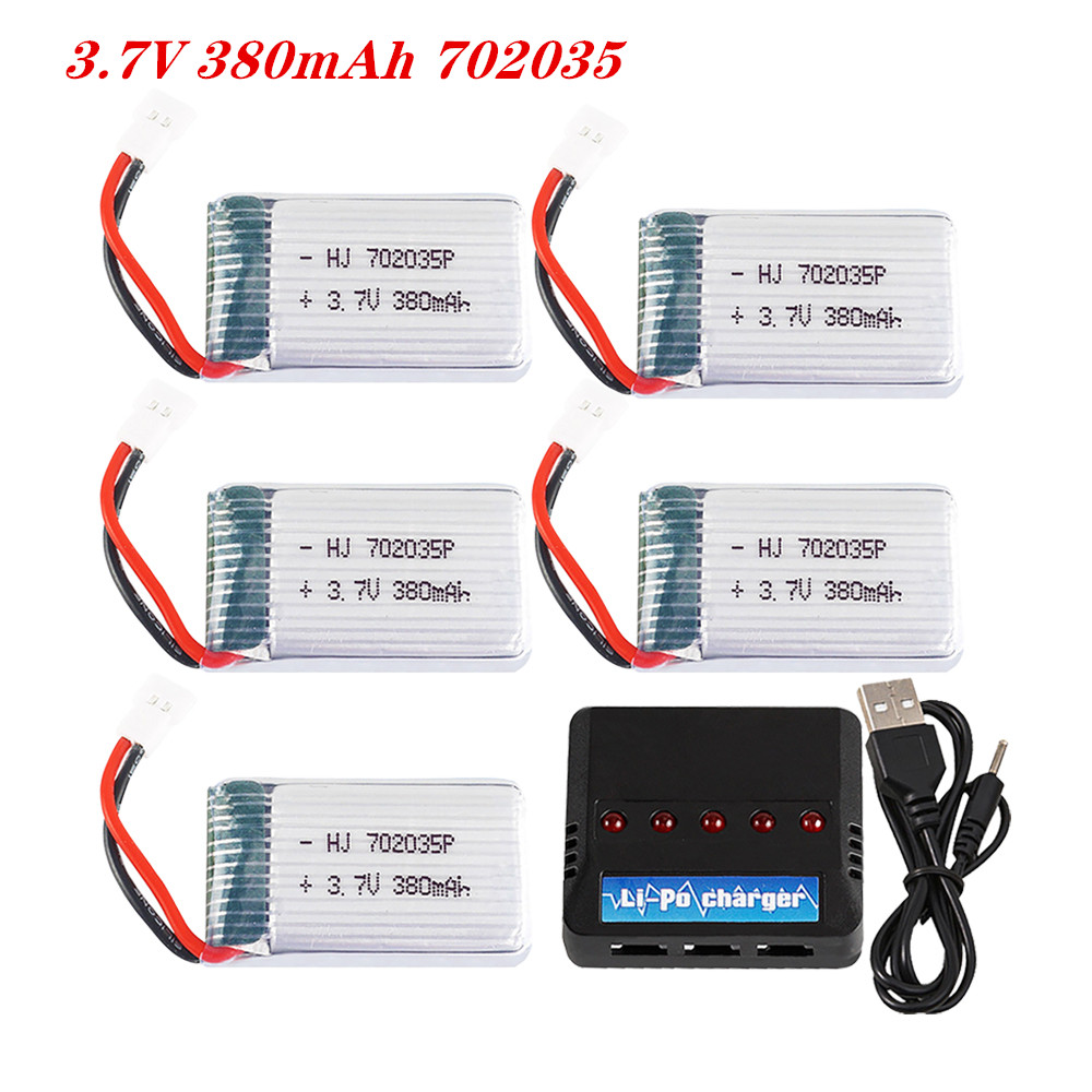 Rc Hobby Parts - 3.7v 380mah 702035リポバッテリー充電式バッテリー充電器hubsan X4 H107 H107L